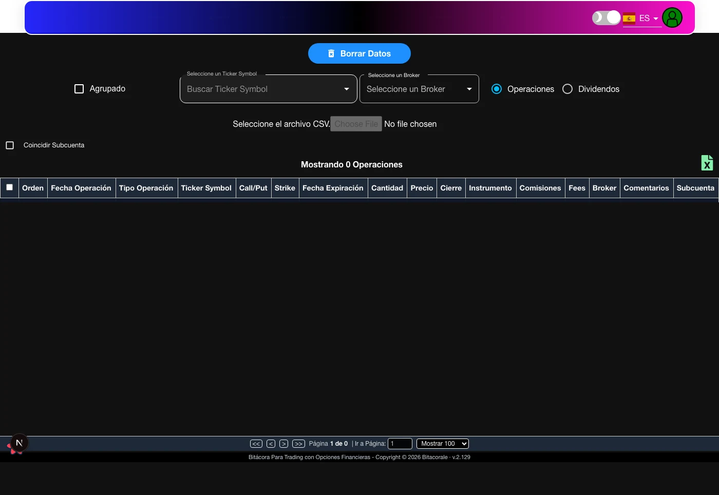 Importar operaciones desde el broker en Bitacorale