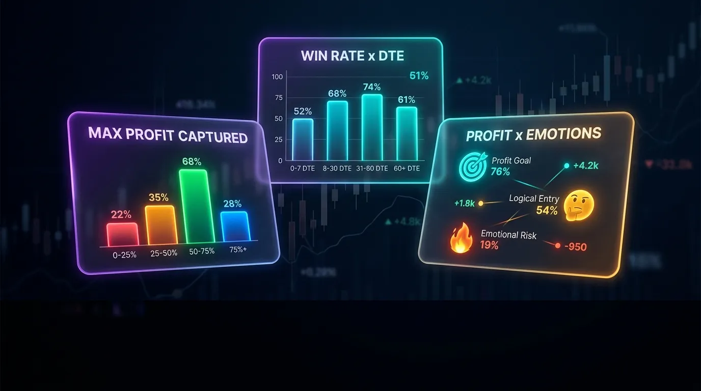 Nuevas Métricas del Dashboard: % Max Profit Capturado, Win Rate x DTE y Profit x Emociones